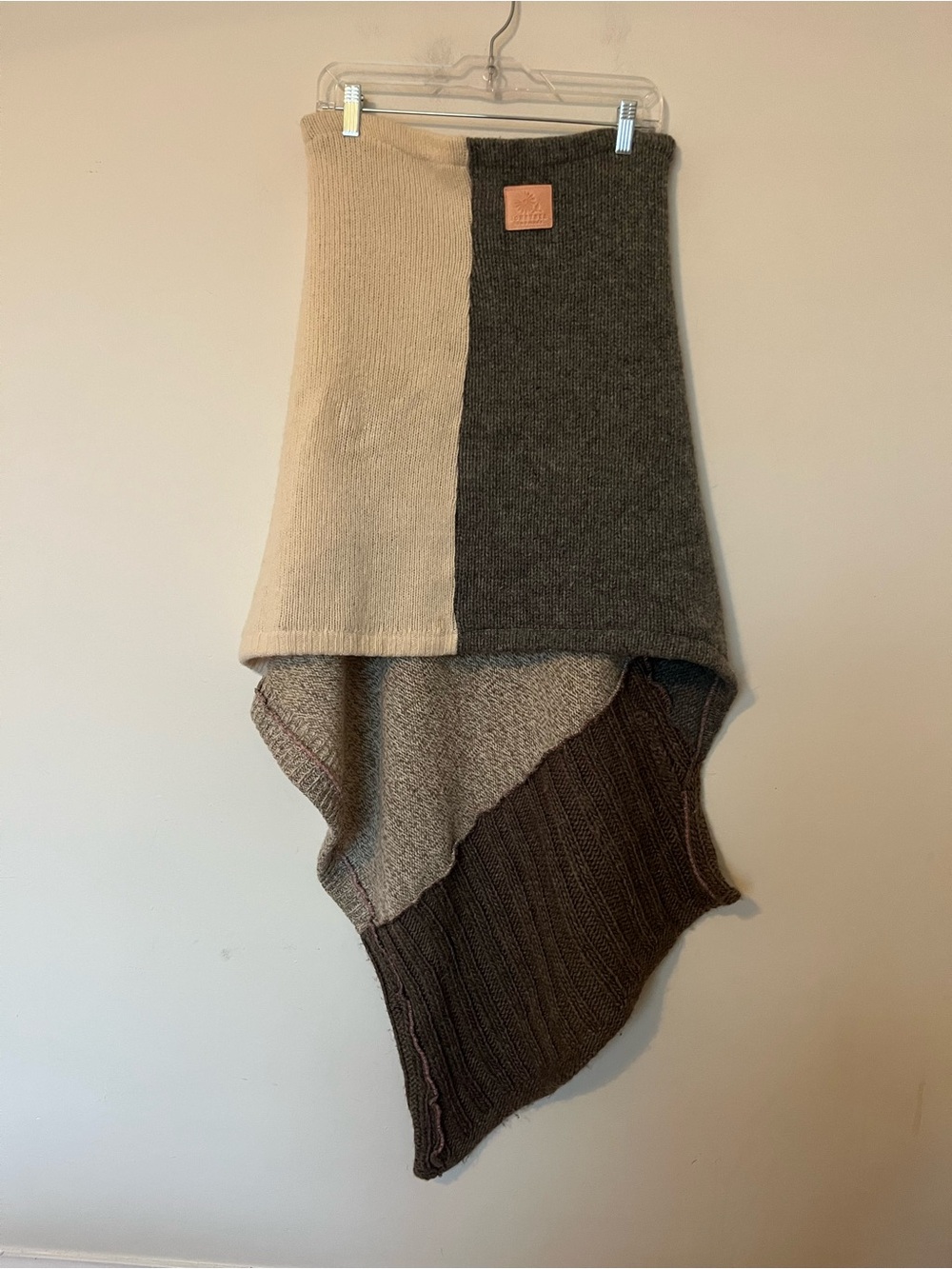 Honeybea Handmade Patchwork Knit Poncho Wrap Upcycled OOAK Boho Fireside Layer - Picture 5 of 7